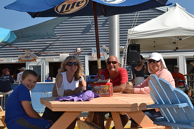 Christina's crew enjoying live music from Blues DeVille directly behind them, 20SEP14